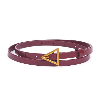 Women Golden Triangle Buckle Design Genuine Leather Belt