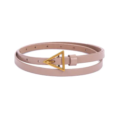 Women Golden Triangle Buckle Design Genuine Leather Belt