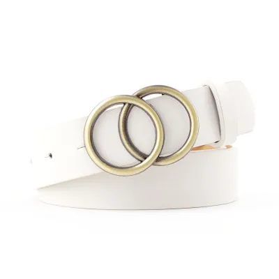 Women's Fashion Double Ring PU Leather Belt