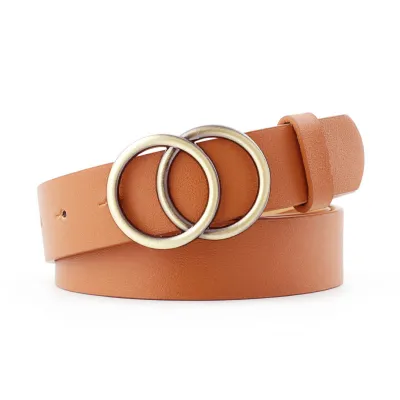 Women's Fashion Double Ring PU Leather Belt