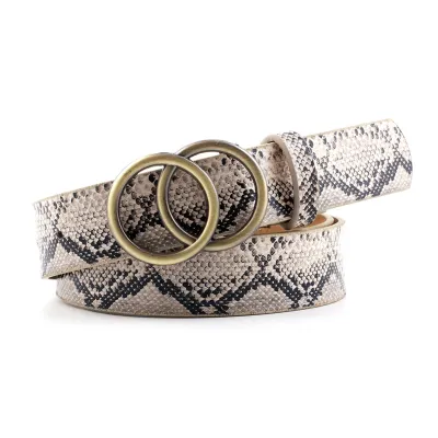 Women's Fashion Double Ring PU Leather Belt