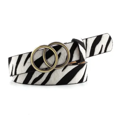 Women's Fashion Double Ring PU Leather Belt