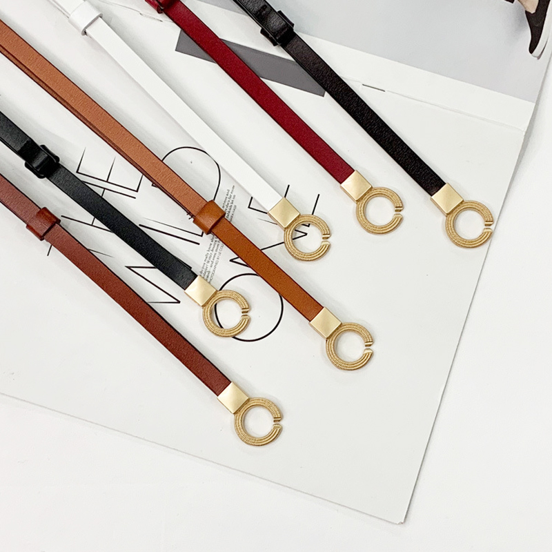 Wholesale Woman Adjustable Metal Buckle Leather Belt