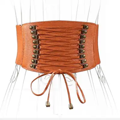 Women's Fashion Tassel Elastic Waistband Belt with Imitation Leather