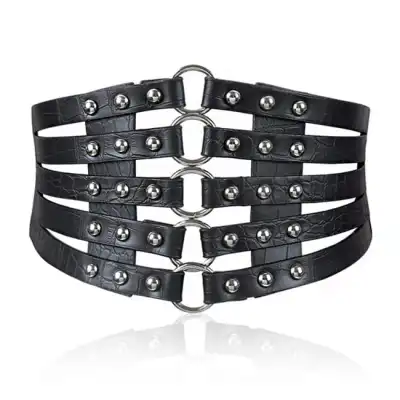 Women Fashion Hollow Rivet Design Elastic Waistband Belt