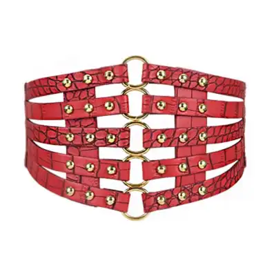 Women Fashion Hollow Rivet Design Elastic Waistband Belt