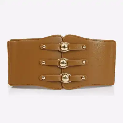 Women Simple Elastic Waistband Belt with Snap Button