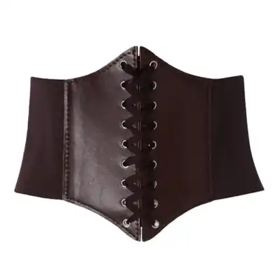 Women Fashion Eyelet Design Solid Color Waistband Belt