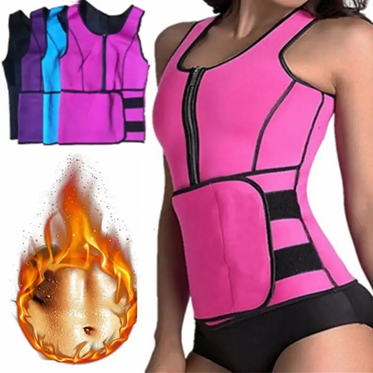 S-4XL Women Zipper Neoprene Corset Waistcoat for Home Fitness