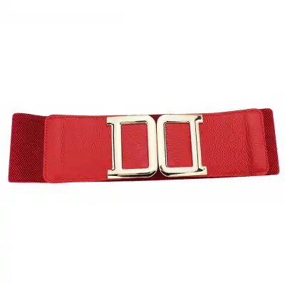 Women Fashion Stretch Wide PU Leather Belt