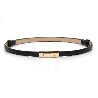 Women Simple Metal Buckle Design PU Thin Belt For Casual Daily
