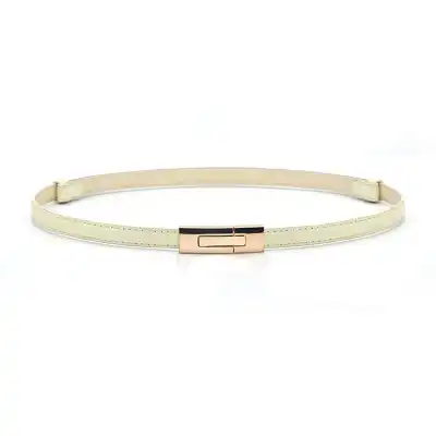 Women Simple Metal Buckle Design PU Thin Belt For Casual Daily