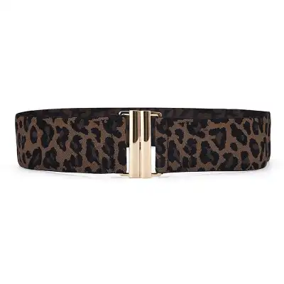 Fashion Leopard Pattern Buckle Design Elastic Belt