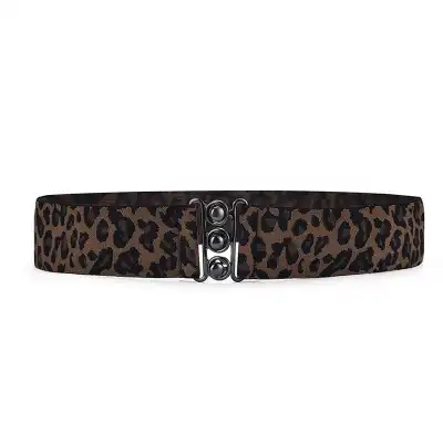 Fashion Leopard Pattern Buckle Design Elastic Belt