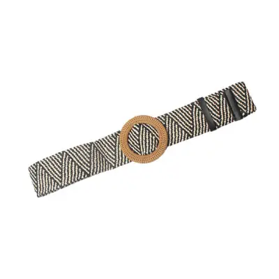 Women's Vintage Round Buckle Linen Weaving Belt