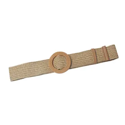 Women's Vintage Round Buckle Linen Weaving Belt