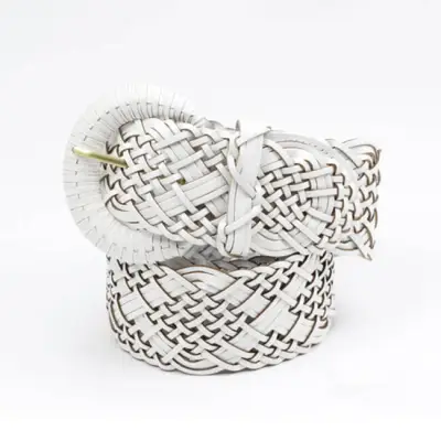 Retro Solid Genuine Leather Woven Design Buckle Belt