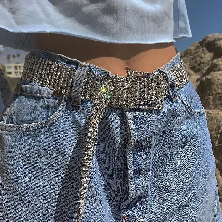 Fashion Rhinestone Decorative Buckle Design Belt For Women