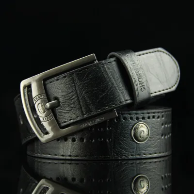 Men Retro Rivet Decorative Buckle Design Imitation Leather Belt