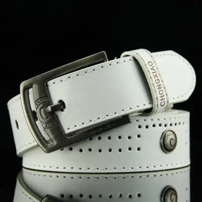 Men Retro Rivet Decorative Buckle Design Imitation Leather Belt