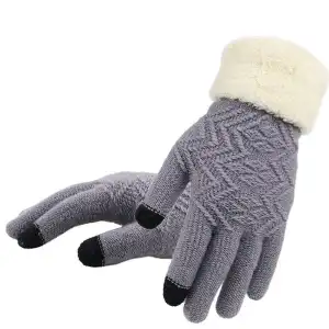Simple Knitted Embroidery Touch Screen Gloves For Women