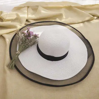 Women's Summer Large Brim Straw Sun Hat for Beach Accessories
