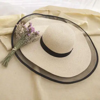 Women's Summer Large Brim Straw Sun Hat for Beach Accessories