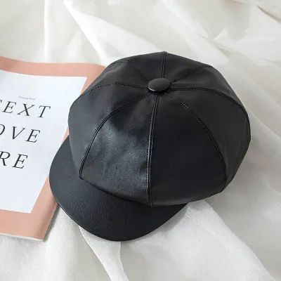 Women Fashion PU Peaked Berets Hats