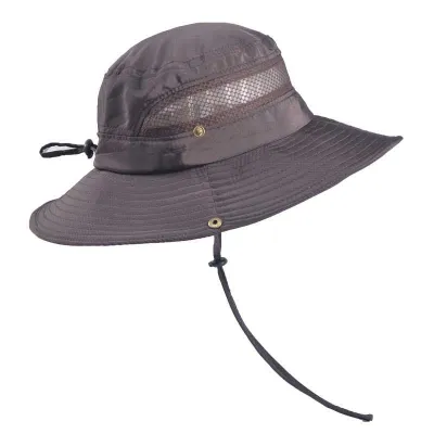 Men Outdoor Fishing Climbing Sun Hat Unisex Neutral Monochrome Flat Top Polyester 58-60cm