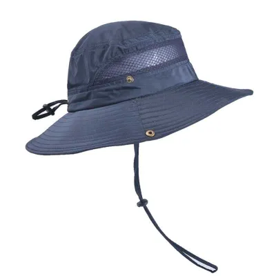 Men Outdoor Fishing Climbing Sun Hat Unisex Neutral Monochrome Flat Top Polyester 58-60cm