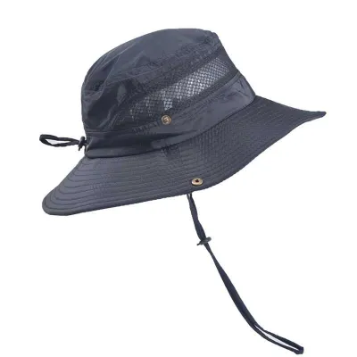 Men Outdoor Fishing Climbing Sun Hat Unisex Neutral Monochrome Flat Top Polyester 58-60cm