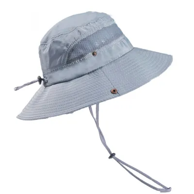 Men Outdoor Fishing Climbing Sun Hat Unisex Neutral Monochrome Flat Top Polyester 58-60cm