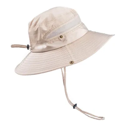 Men Outdoor Fishing Climbing Sun Hat Unisex Neutral Monochrome Flat Top Polyester 58-60cm