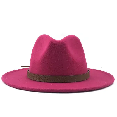Retro Wide Brim Solid Cashmere Wool Jazz Hat for Women Men Unisex