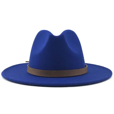 Retro Wide Brim Solid Cashmere Wool Jazz Hat for Women Men Unisex