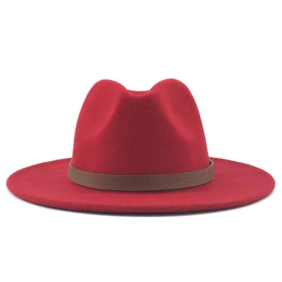 Retro Wide Brim Solid Cashmere Wool Jazz Hat for Women Men Unisex