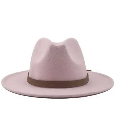Retro Wide Brim Solid Cashmere Wool Jazz Hat for Women Men Unisex