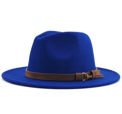 Women Brown Suede Belt Decor Big Brim Jazz Hat