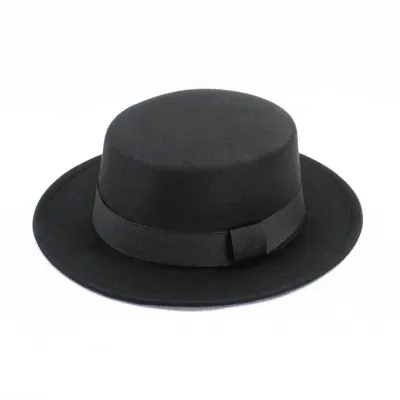 Adults Children Fashion Flat Brim Fedora Unisex Wool Felt Hat