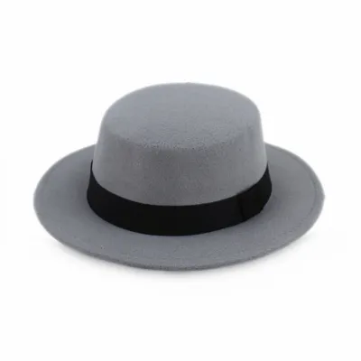 Adults Children Fashion Flat Brim Fedora Unisex Wool Felt Hat