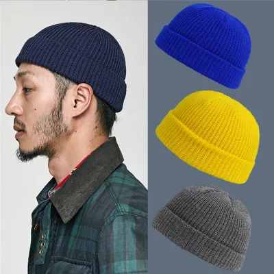 Adult Winter Warm Solid Color Wool Knitted Elastic Beanie