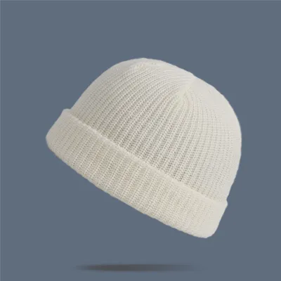 Adult Winter Solid Color Wool Knitted Elastic Beanie