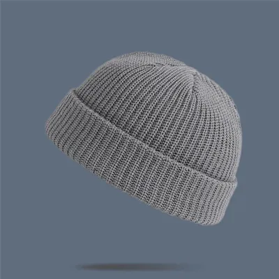 Adult Winter Solid Color Wool Knitted Elastic Beanie