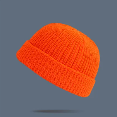 Adult Winter Solid Color Wool Knitted Elastic Beanie