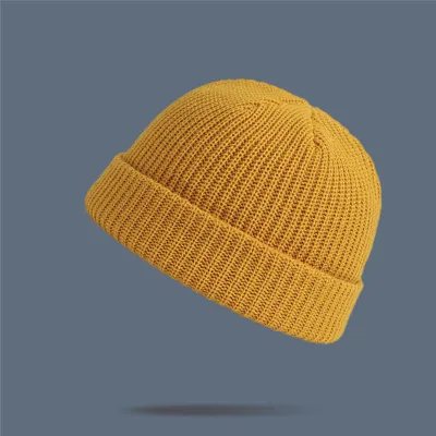 Adult Winter Solid Color Wool Knitted Elastic Beanie