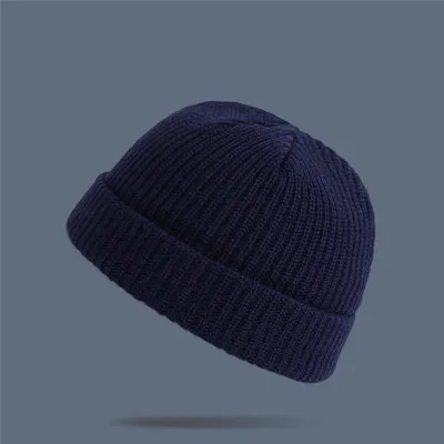 Adult Winter Solid Color Wool Knitted Elastic Beanie