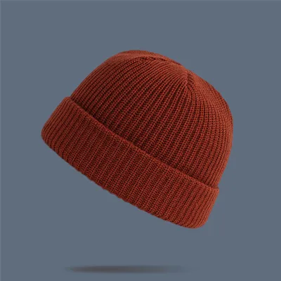 Adult Winter Solid Color Wool Knitted Elastic Beanie