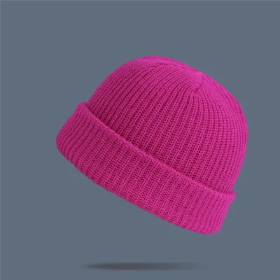 Adult Winter Solid Color Wool Knitted Elastic Beanie