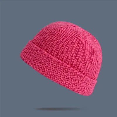 Adult Winter Solid Color Wool Knitted Elastic Beanie