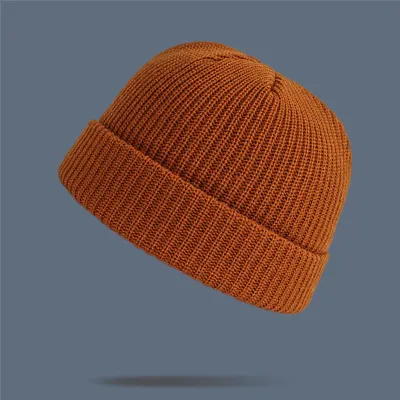 Adult Winter Solid Color Wool Knitted Elastic Beanie
